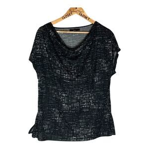 Kenneth Cole Womens Black Gray Cowl Neck Jersey Knit Top XL